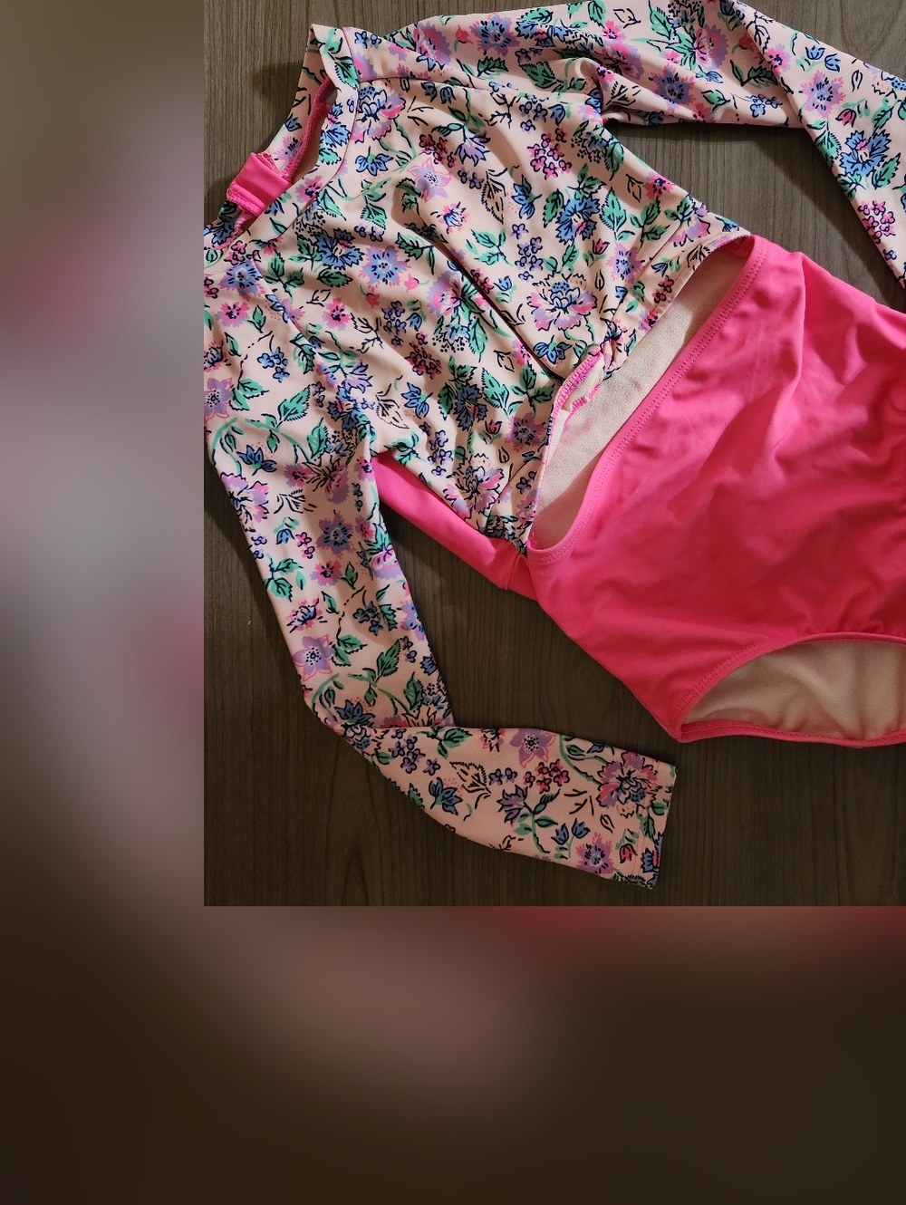 Girls' Hot Pink Floral One-Piece Swim Suit